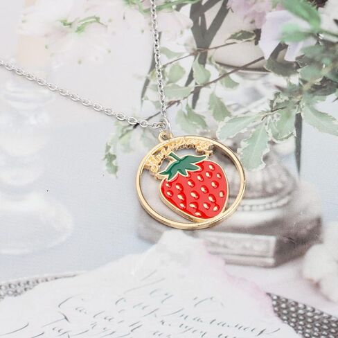 WSNANG Sweet Fruit Jewelry Avocado/Strawberry/Watermelon/Orange/Cherry Necklace Fruit Style Necklace Gift for Women Girls in Saudi Arabia