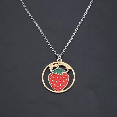WSNANG Sweet Fruit Jewelry Avocado/Strawberry/Watermelon/Orange/Cherry Necklace Fruit Style Necklace Gift for Women Girls in Saudi Arabia