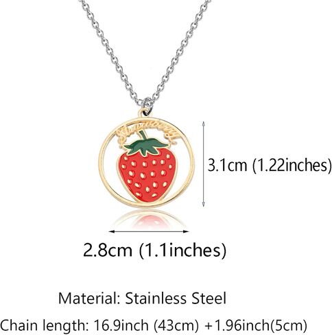 WSNANG Sweet Fruit Jewelry Avocado/Strawberry/Watermelon/Orange/Cherry Necklace Fruit Style Necklace Gift for Women Girls in Saudi Arabia
