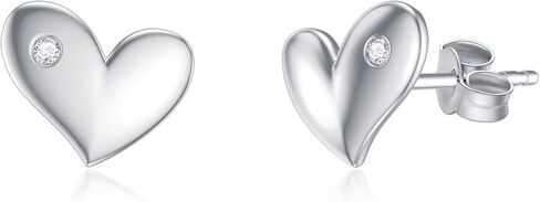 أقراط على شكل قلب من الذهب عيار 14 قيراط من MRENITE للنساء مع مكعب زركونيا من الذهب الحقيقي على شكل قلب أقراط مجوهرات هدية لها in Kuwait