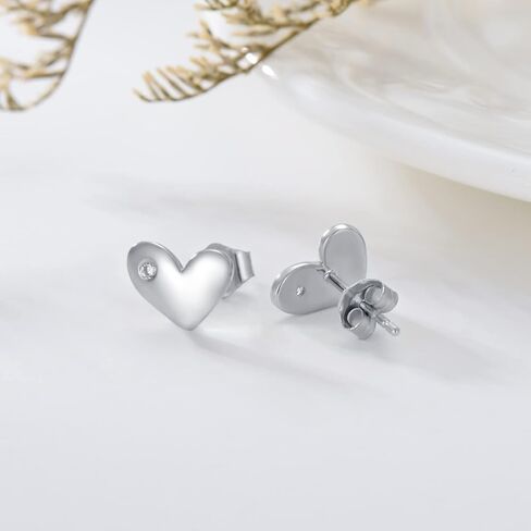 أقراط على شكل قلب من الذهب عيار 14 قيراط من MRENITE للنساء مع مكعب زركونيا من الذهب الحقيقي على شكل قلب أقراط مجوهرات هدية لها in Kuwait