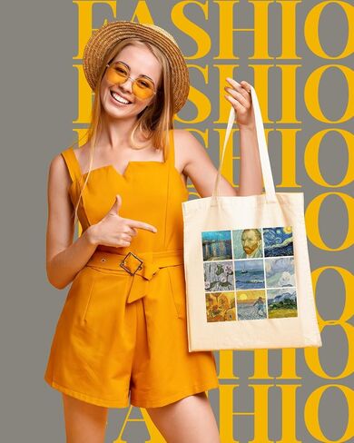Canvas Tote Bag for Women, Aesthetic Cute Grocery Grocery Reusable Cotton Gift Bag for School in Kuwait