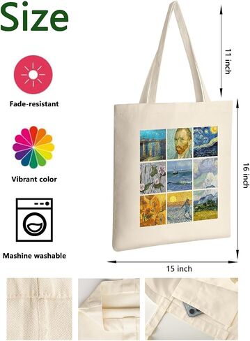 Canvas Tote Bag for Women, Aesthetic Cute Grocery Grocery Reusable Cotton Gift Bag for School in Kuwait