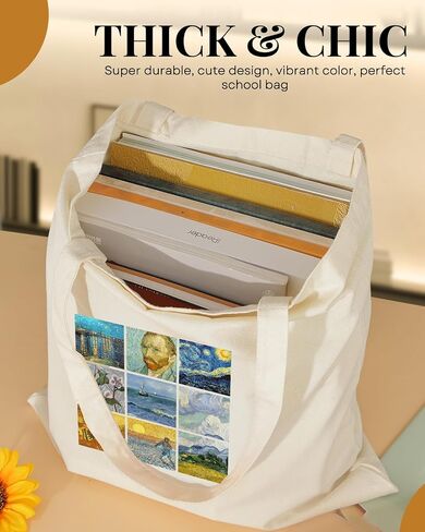 Canvas Tote Bag for Women, Aesthetic Cute Grocery Grocery Reusable Cotton Gift Bag for School in Kuwait