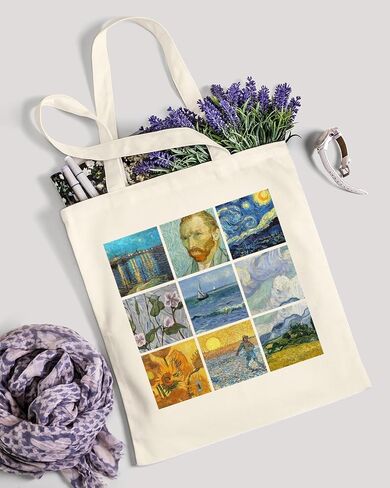 Canvas Tote Bag for Women, Aesthetic Cute Grocery Grocery Reusable Cotton Gift Bag for School in Kuwait