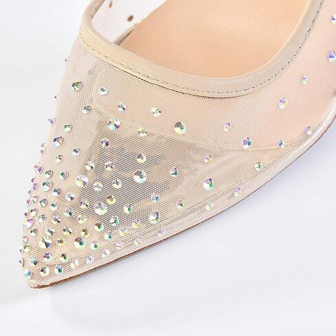 Rhinestone Pointed Toe Silver High Heels Women Pumps Transparent Party Wedding Shoes in Saudi Arabia