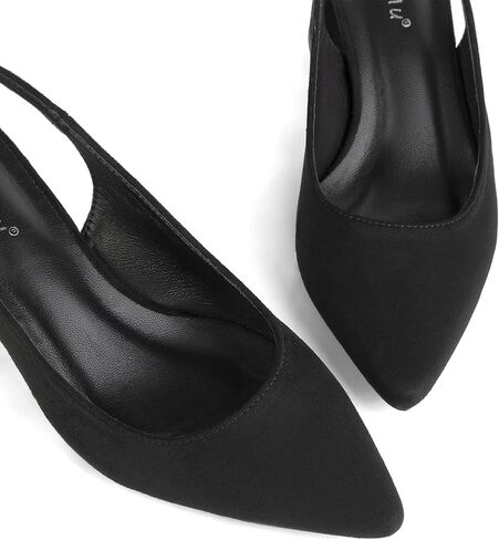 حذاء نسائي من Greatonu بكعب خلفي مدبب ومقدمة مدببة حذاء أسود مقاس 8 in Kuwait