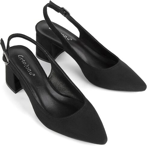 حذاء نسائي من Greatonu بكعب خلفي مدبب ومقدمة مدببة حذاء أسود مقاس 8 in Kuwait