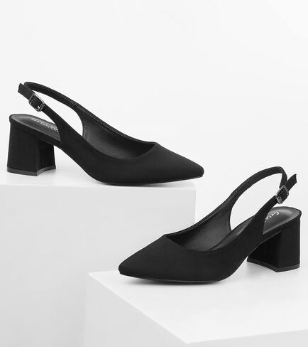 حذاء نسائي من Greatonu بكعب خلفي مدبب ومقدمة مدببة حذاء أسود مقاس 8 in Kuwait