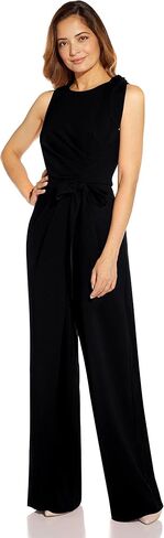 Adrianna Papell Women's Crepe Bow Detail Jumpsuit, Black, 6 in Saudi Arabia