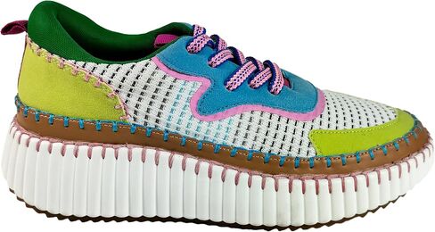 Coachel Women's Lace-Up Woven Knit Chunky Platform Fashion Sporty Low Top Sneaker in Saudi Arabia