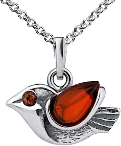 Ian and Valeri Co. Amber Sterling Silver Little Sparrow Bird Pendant Necklace Chain 18" in Saudi Arabia