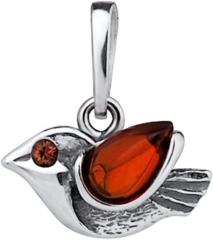 Ian and Valeri Co. Amber Sterling Silver Little Sparrow Bird Pendant Necklace Chain 18" in Saudi Arabia