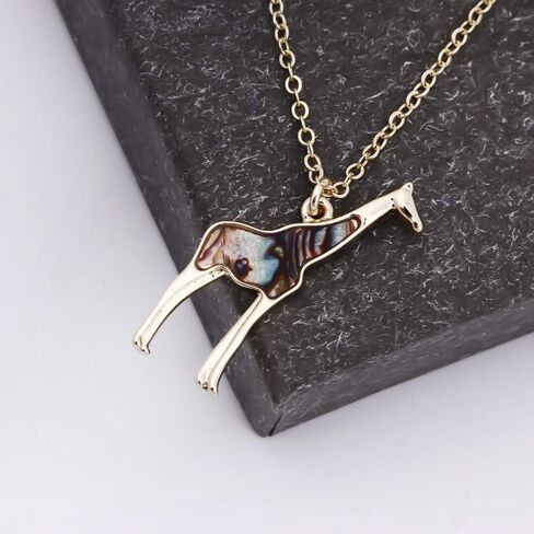 Giraffe Deer Pretty Black Enamel Crystal Sweater Pendant Necklace Three Color in Saudi Arabia
