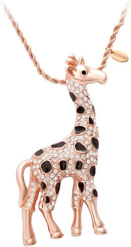 Giraffe Deer Pretty Black Enamel Crystal Sweater Pendant Necklace Three Color in Saudi Arabia