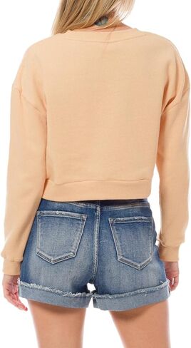 سويت شيرت نسائي قصير من الصوف بأكمام طويلة ورقبة دائرية من MixMatchy in Kuwait