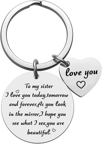 YALLNASL Sister Gifts from Brother Sister Keychain I Love You Today Tomorrow and Forever Keyring for Sisters Sister Christmas Birthday Gifts for Big Little Sister, Keychain, S in Saudi Arabia