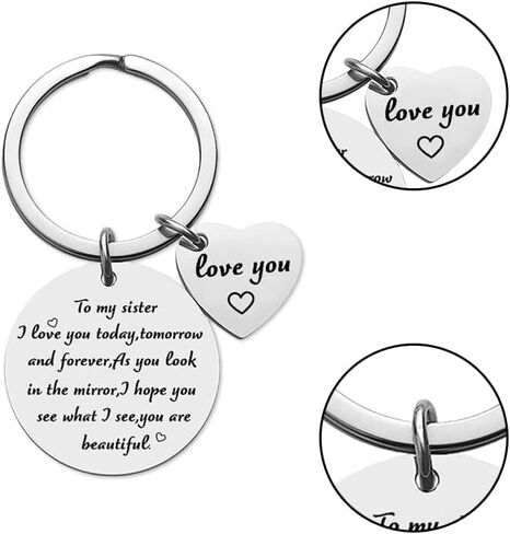 YALLNASL Sister Gifts from Brother Sister Keychain I Love You Today Tomorrow and Forever Keyring for Sisters Sister Christmas Birthday Gifts for Big Little Sister, Keychain, S in Saudi Arabia