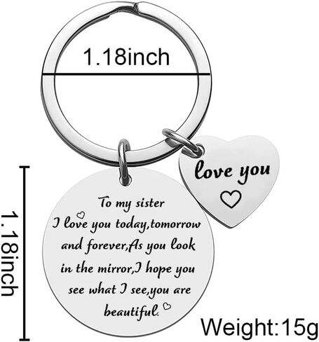 YALLNASL Sister Gifts from Brother Sister Keychain I Love You Today Tomorrow and Forever Keyring for Sisters Sister Christmas Birthday Gifts for Big Little Sister, Keychain, S in Saudi Arabia