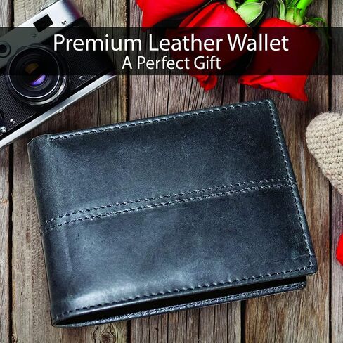 Leather Wallets For Men - Slim Bifold Wallet For Men Leather With Advanced RFID Protection & Extra Capacity Slots - Genuine Leather Wallets For Men - Gifts For Men in Saudi Arabia