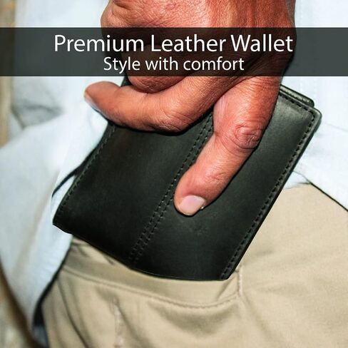 Leather Wallets For Men - Slim Bifold Wallet For Men Leather With Advanced RFID Protection & Extra Capacity Slots - Genuine Leather Wallets For Men - Gifts For Men in Saudi Arabia