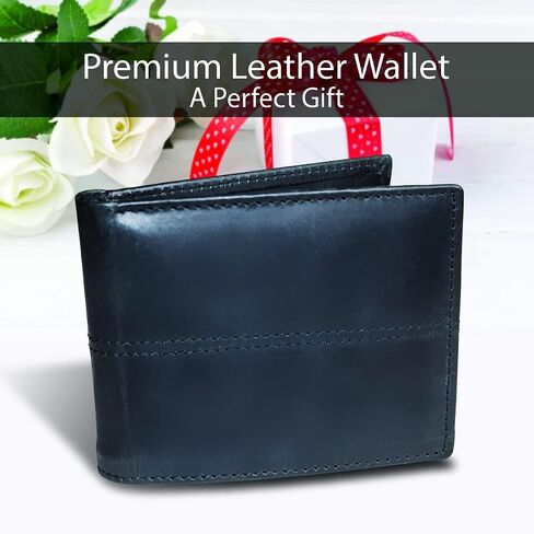 Leather Wallets For Men - Slim Bifold Wallet For Men Leather With Advanced RFID Protection & Extra Capacity Slots - Genuine Leather Wallets For Men - Gifts For Men in Saudi Arabia