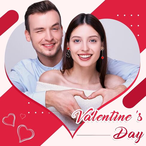 JaGely 6 Pairs Valentine's Day Earrings for Women Girls Red Heart Dangle Earrings Artificial Pearl Earring Shiny Crystal Beads Earrings for Valentine's Day Mother's Day Wedding Jewelry Gift Supplies in Saudi Arabia