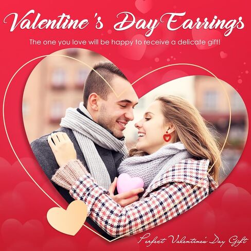 JaGely 6 Pairs Valentine's Day Earrings for Women Girls Red Heart Dangle Earrings Artificial Pearl Earring Shiny Crystal Beads Earrings for Valentine's Day Mother's Day Wedding Jewelry Gift Supplies in Saudi Arabia