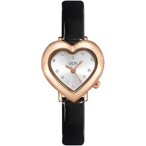 MASTOP Luxury Women's Watch Heart Shape Case Diamonds Leather Strap Quartz Waterproof Elegant Casual Ladies Wirstwatch