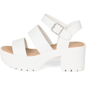 MARIA-S - Womens Open Toe Double Band Chunky Block Heel Lug Sole Platform Sandals With Adjustable Ankle Buckle in Kuwait
