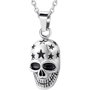 Trendy Stainless Steel Skull Pet Human Urn Ashes Pendant Memorial Ash Keepsake Cremation Necklace Jewelry for Men Women