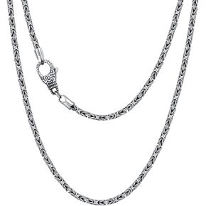 S925 الفضة الاسترليني الإيطالية 2 مم / 3 مم الصلبة البيزنطية سلسلة ربط القلائد للرجال النساء صديقها صديقة تتأكسد سلاسل فضية مربعة مجوهرات هدايا له الأولاد أبي عيد ميلاد الذكرى التخرج، اليدوية في إيطاليا in Kuwait