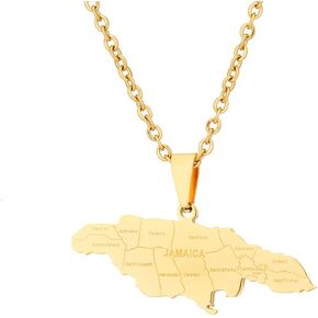 Jamaica Map Necklaces - Stainless Steel Map of Jamaica With City Pendant Jewelry Gift for Men and Women