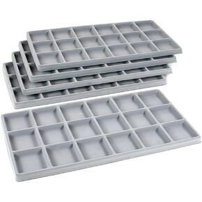 FindingKing 5 Gray 18 Slot Coin Jewelry Showcase Display Tray Inserts