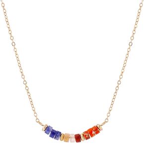 NTLX Bohemian Boho Natural Stone Chain Necklace for Women – Delicate – Handcrafted – Simple - Beautiful Natural Stones – Gold Plated – with Gift Box Included