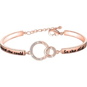 CENWA She Believed She Could So She Did Bracelet Feminist Jewelry Inspirational Encouragement Motivational Gift For Women