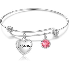 Birthstone Expandable Bangle Bracelets Mothers Day Christmas Birthday Gifts for Mom