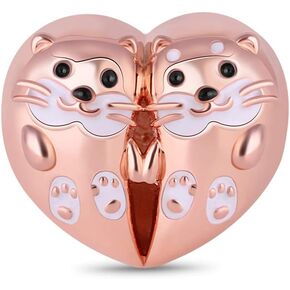 GNOCE Rose Gold Otter Charm Bead Sterling Silver Hand in Hand Charms Fit Bracelet/Necklace Charm for Women Girls Wife Daughter Mother's Day