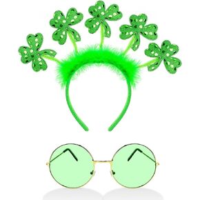 St Patricks Day Accessories Headband and Glasses St Patrick's Day Shamrock Headband Boppers Costume Accessory Set Festival Party Favor Event Decorations in Kuwait