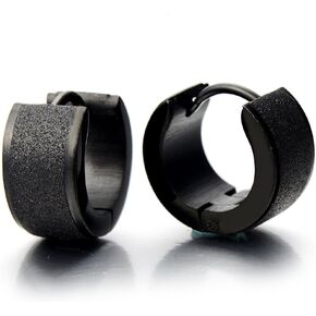 Pair of Huggie Hinged Hoop Earrings Unisex Men Women, Satin Finishing
