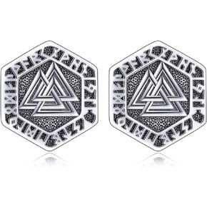 Viking Earrings Sterling Silver Viking Stud Earrings Norse Vegvisir Jewelry Gift for Women Men Nordic Pagan