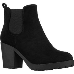 ILLUDE Women’s Classic Chelsea Bootie Chunky Mid Heel Rounded Toe Slip On Boots