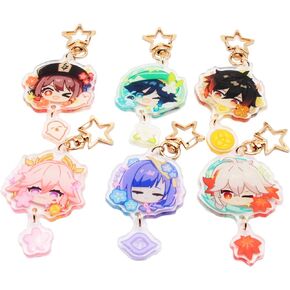 Genshin Impact Keychain,Acrylic Keychains,Cute Character Pendant Xiao Zhong Li Yae Miko Kaedehara Kazuha Raiden Shogun HuTao