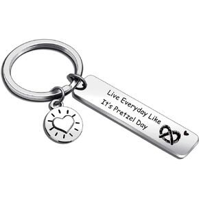 ASANHAO Pretzel Day Gift Office Inspired Jewelry Best Friend Keychain Wife Keychain Husband Keychain Coworker Keychain Colleague Gift TV Show Inspired Gift The Office Jewelry