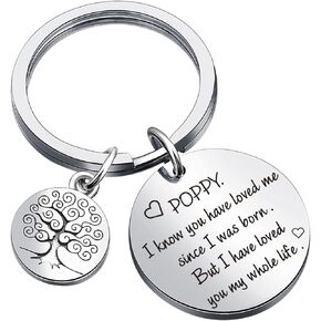 DZOSW Poppy Keyring Father Keychain Father'S Day Keycahin Papa Keychain Grandfather Jewelry