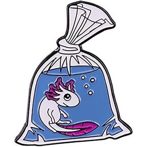 Axolotl in Bag Enamel Pin with Safety Backing