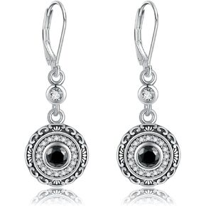 YFN Black Onyx Earrings Sterling Silver Black Onyx Dangle Drop Earrings Onyx Jewelry for Women Girls