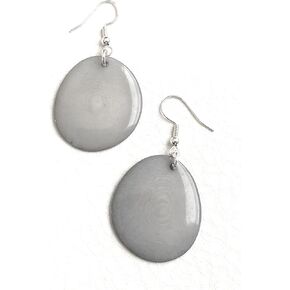 Tagua Earrings in Grey, Vegetable Ivory Dangle Earrings TAG272, Organic Earrings, Gray Tagua Earrings