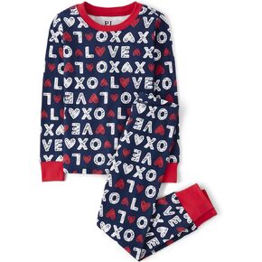 The Children's Place Kids' Valentine's Day Long Sleeve Top and Pants Snug Fit 100% Cotton 2 Piece Pajama Set