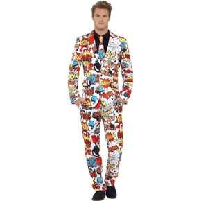 Smiffy's Men's Comic Strip Suit with Jacket Trousers and Tie